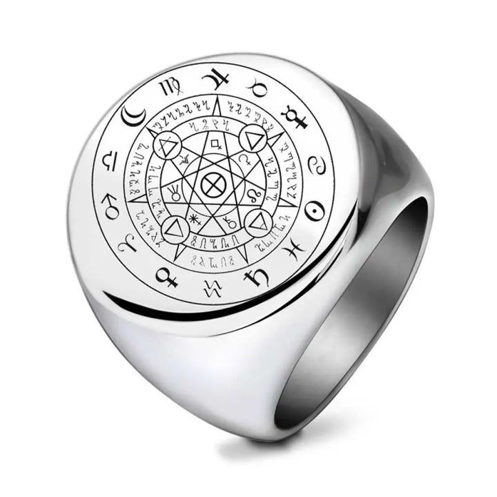 Buddha Stones 12 Constellations of the Zodiac Protection Blessing Ring - BWOOOH - Silver / US7 - Rings
