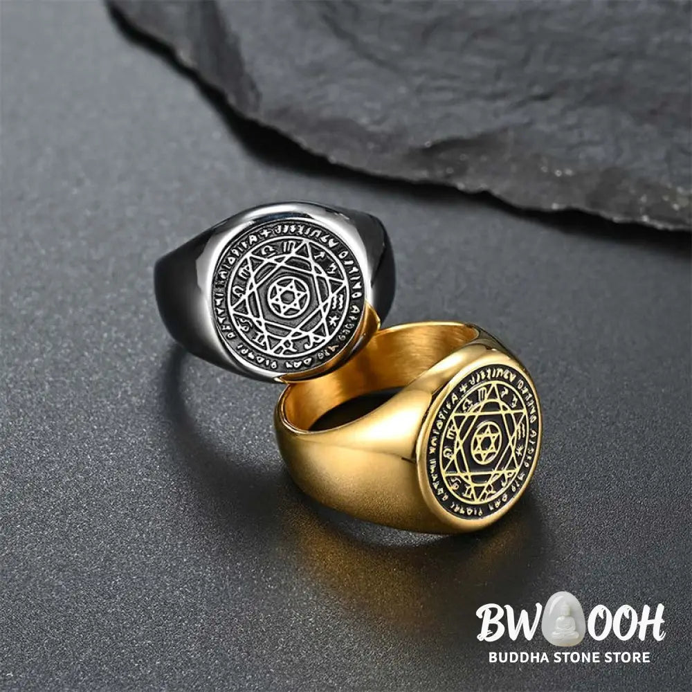Buddha Stones 12 Constellations of the Zodiac Star of David Protection Ring - BWOOOH - Rings