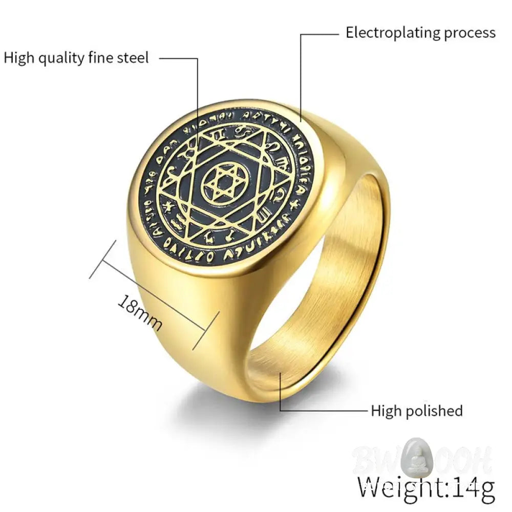 Buddha Stones 12 Constellations of the Zodiac Star of David Protection Ring - BWOOOH - Rings