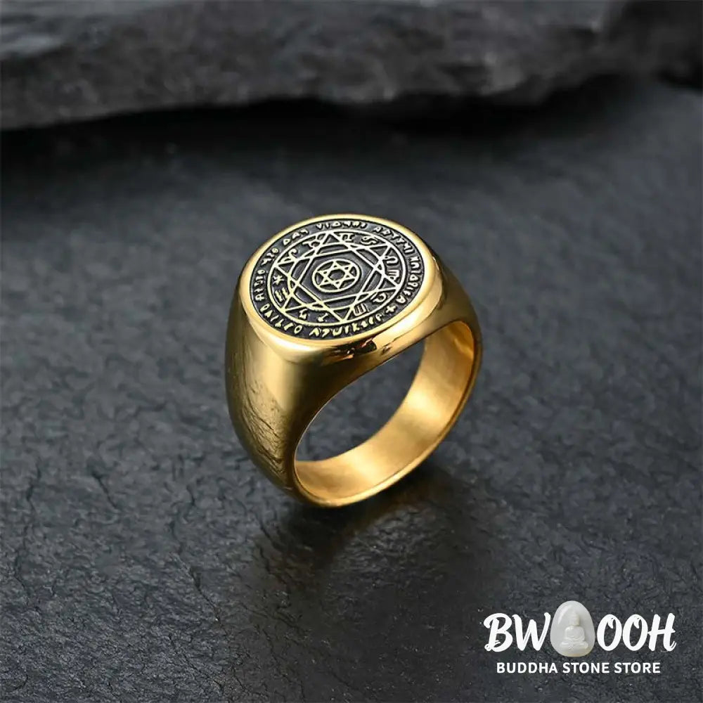 Buddha Stones 12 Constellations of the Zodiac Star of David Protection Ring - BWOOOH - Rings