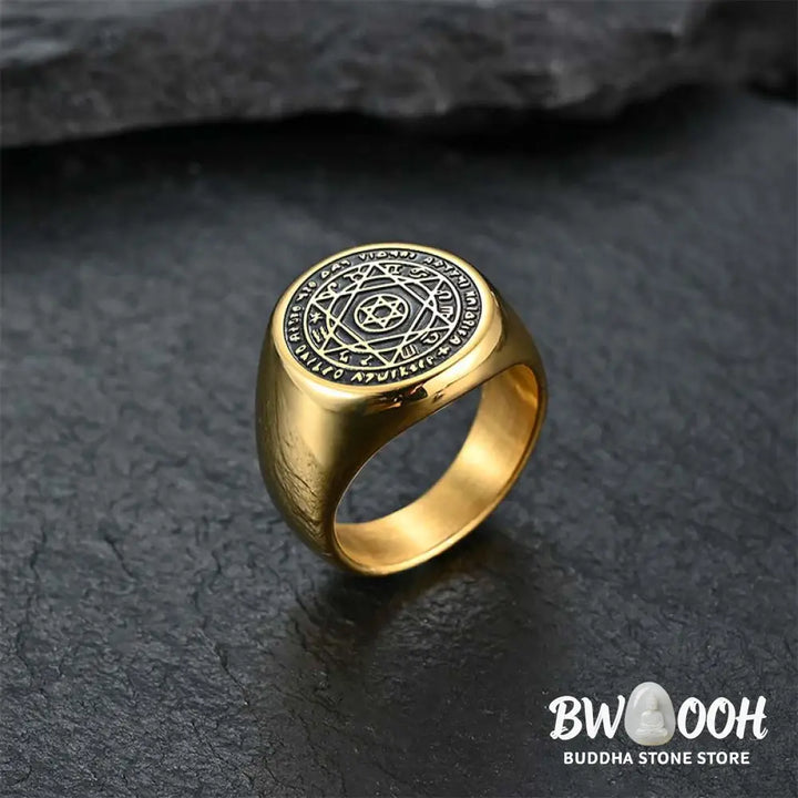 Buddha Stones 12 Constellations of the Zodiac Star of David Protection Ring - BWOOOH - Rings