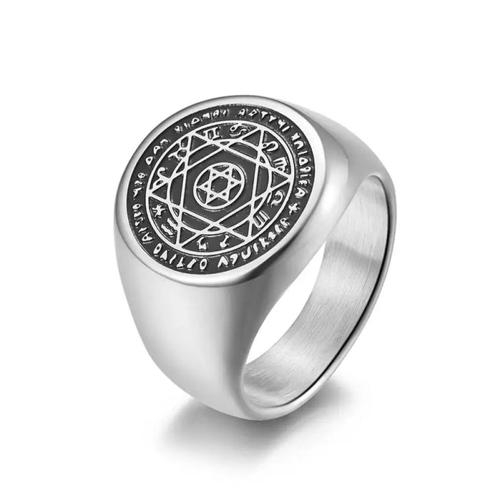 Buddha Stones 12 Constellations of the Zodiac Star of David Protection Ring - BWOOOH - Silver / US7 - Rings