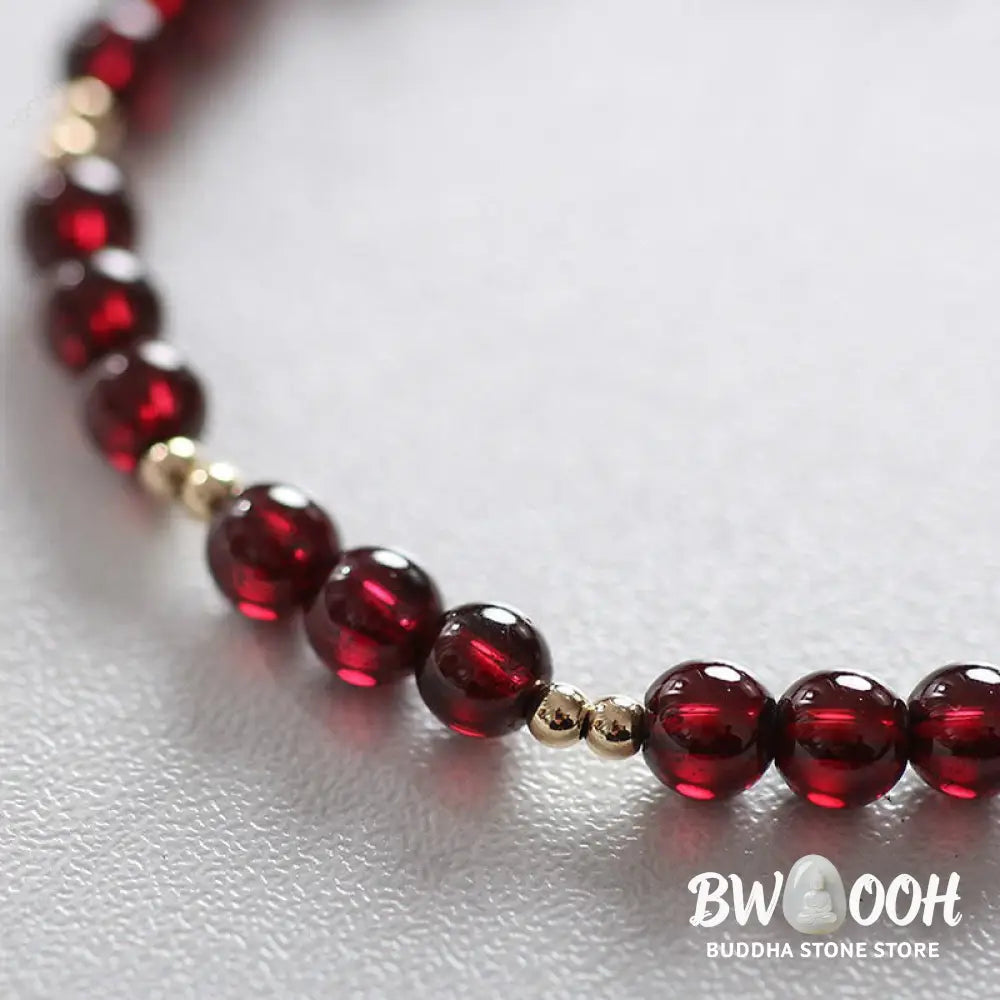 Buddha Stones 14K Gold Plated Alloy Natural Garnet Calm Bracelet - BWOOOH - Garnet(Purification♥Protection) - Bracelet