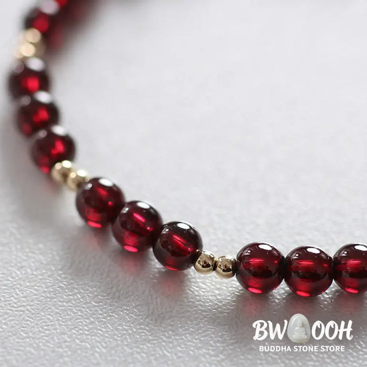 Buddha Stones 14K Gold Plated Alloy Natural Garnet Calm Bracelet - BWOOOH - Garnet(Purification♥Protection) - Bracelet
