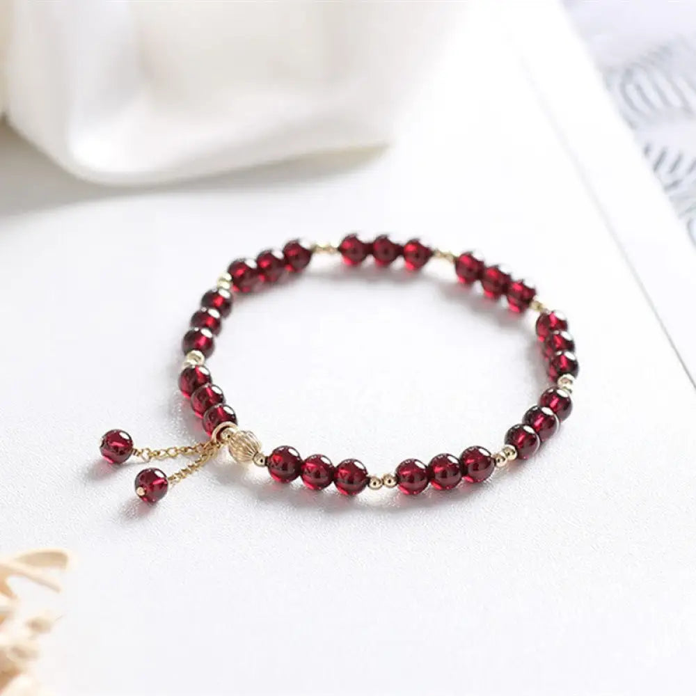 BWOOOH 14K Gold Plated Alloy Natural Garnet Calm Bracelet - BWOOOH - Garnet(Purification♥Protection) - Bracelet
