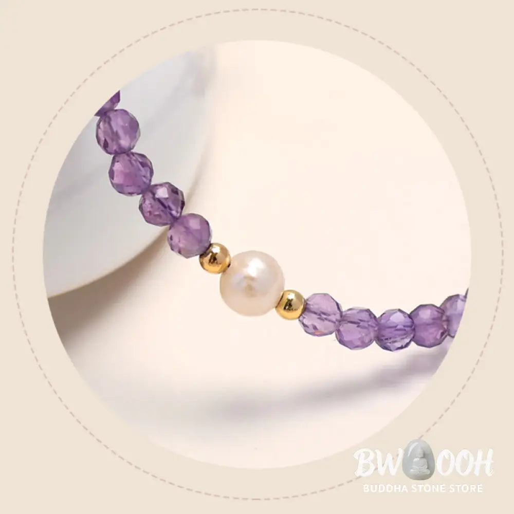 Buddha Stones 14K Gold Plated Amethyst Crystal Healing Double Layer Chain Bracelet - BWOOOH - Amethyst(Inner