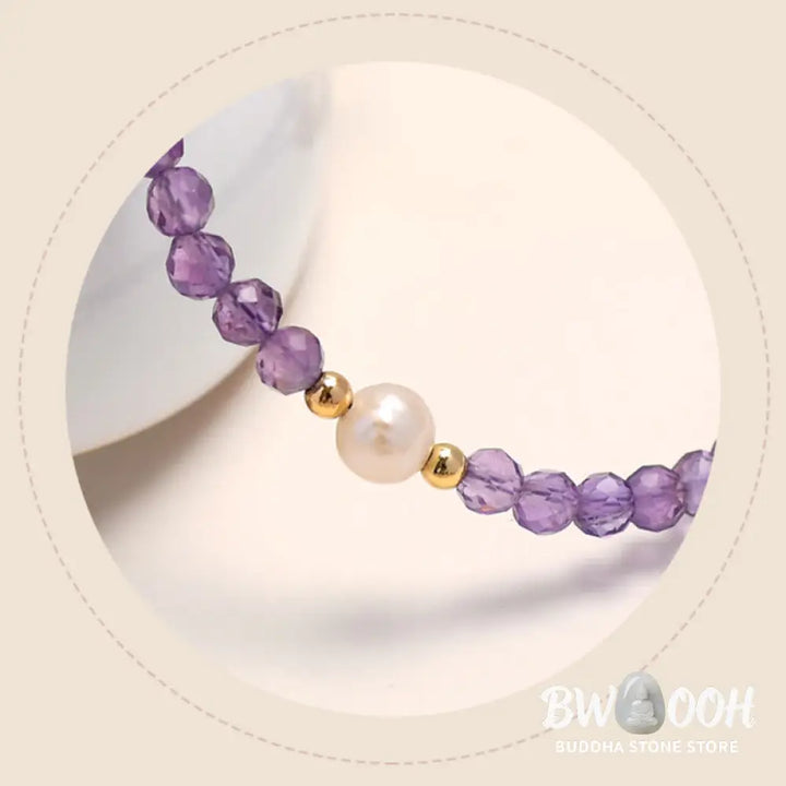 Buddha Stones 14K Gold Plated Amethyst Crystal Healing Double Layer Chain Bracelet - BWOOOH - Amethyst(Inner