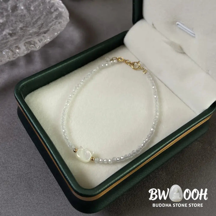 Buddha Stones 14K Gold Plated Black Spinel White Crystal Cute Cat Tridacna Stone Healing Bracelet - BWOOOH - Bracelet