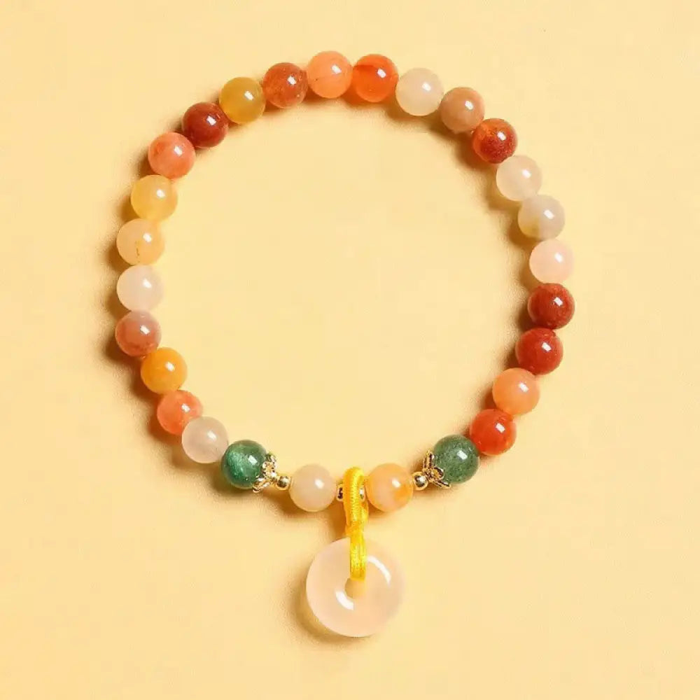 BWOOOH 14k gold plated golden silk jade peace buckle wealth bracelet