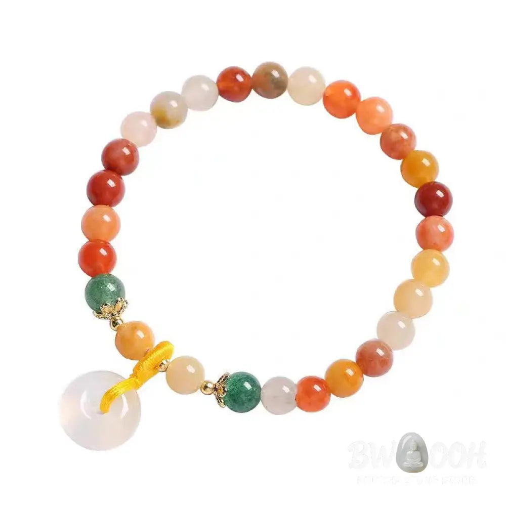 BWOOOH 14K Gold Plated Colorful Golden Silk Jade Peace Buckle Wealth Bracelet - Golden Silk Jade(Ward off evil
