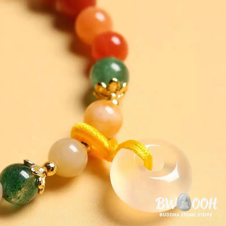BWOOOH 14K Gold Plated Colorful Golden Silk Jade Peace Buckle Wealth Bracelet - Golden Silk Jade(Ward off evil