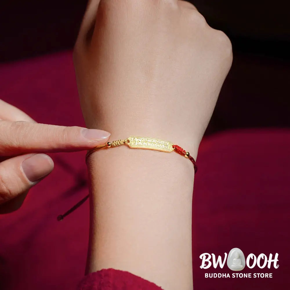 Buddha Stones 14K Gold-plated Copper Amulet Protection Red Golden Rope Bracelet - BWOOOH - 14-17cm - Bracelet