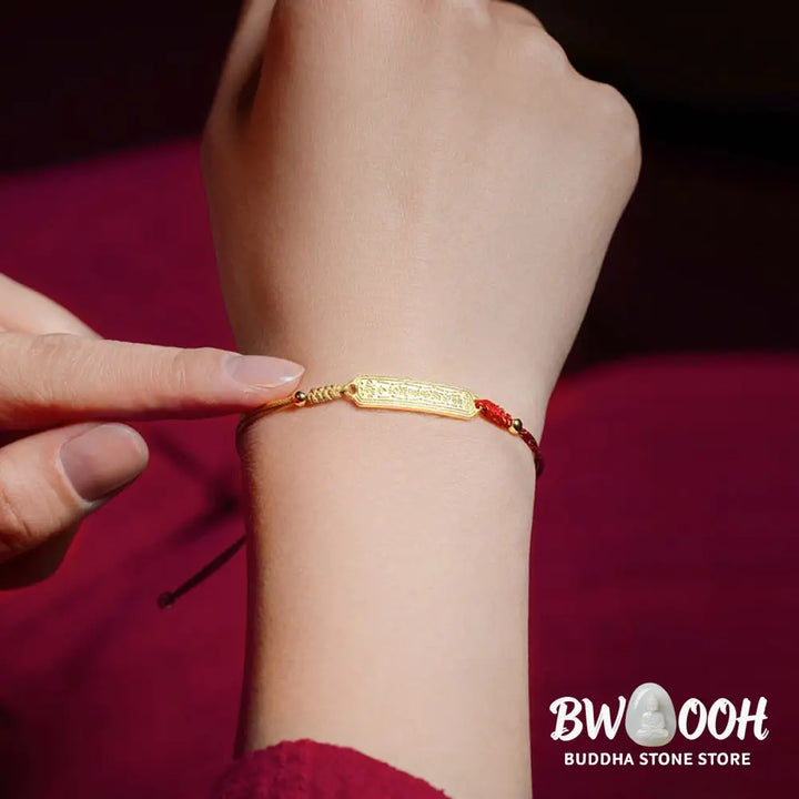 Buddha Stones 14K Gold-plated Copper Amulet Protection Red Golden Rope Bracelet - BWOOOH - 14-17cm - Bracelet