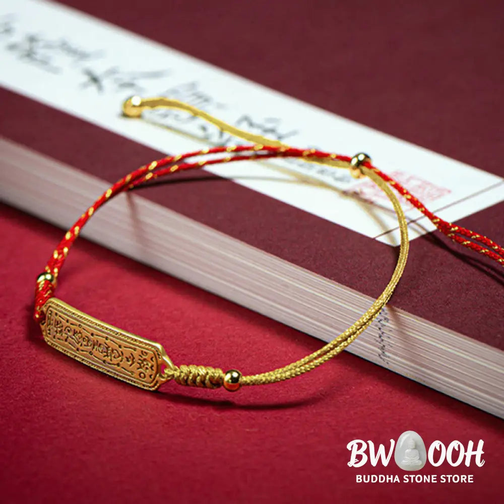 Buddha Stones 14K Gold-plated Copper Amulet Protection Red Golden Rope Bracelet - BWOOOH - 14-17cm - Bracelet