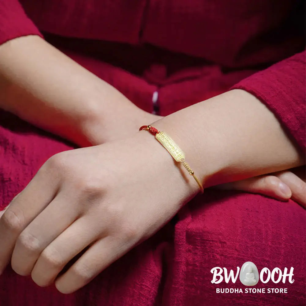 Buddha Stones 14K Gold-plated Copper Amulet Protection Red Golden Rope Bracelet - BWOOOH - 14-17cm - Bracelet