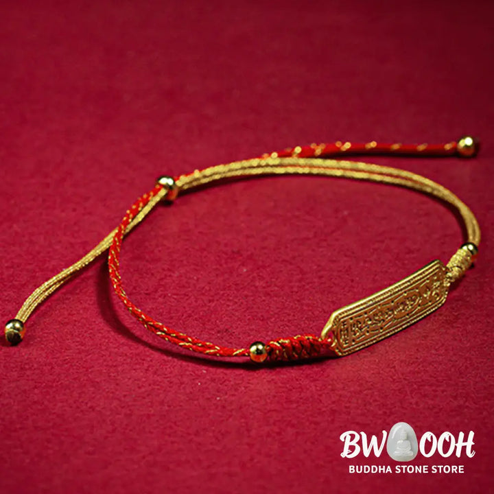 Buddha Stones 14K Gold-plated Copper Amulet Protection Red Golden Rope Bracelet - BWOOOH - 14-17cm - Bracelet