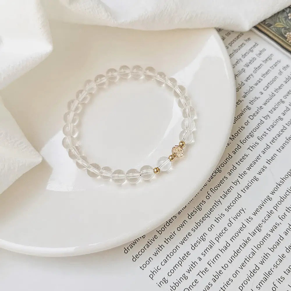 Buddha Stones 14K Gold Plated Copper Aquamarine White Crystal White Agate Blue Crystal Healing Bracelet - BWOOOH