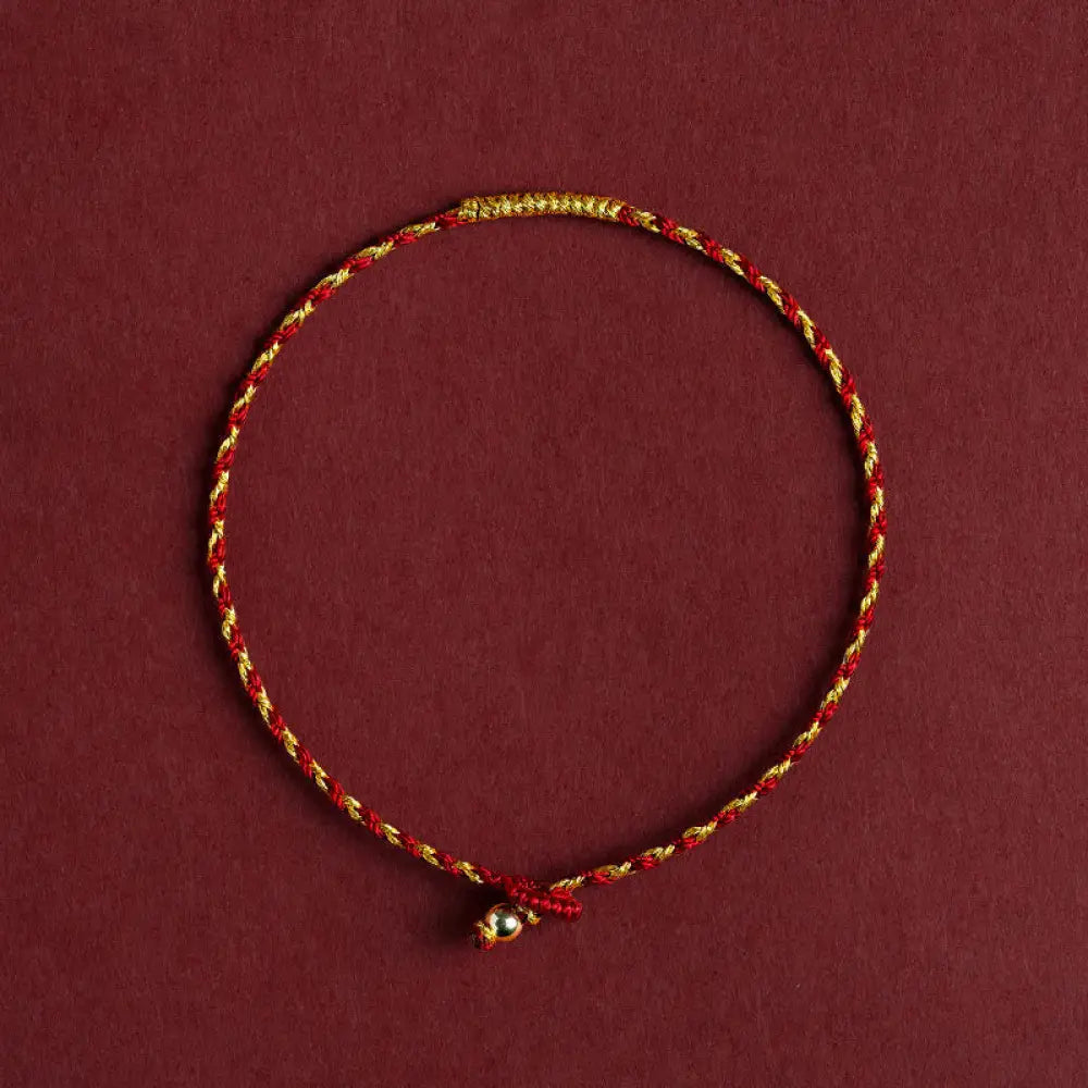 BWOOOH 14K Gold Plated Handmade Red Gold Rope King Kong Knot Braided Luck Bracelet | spiritual healing bracelet