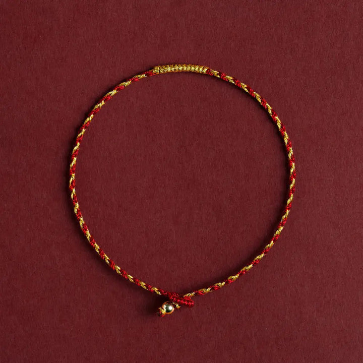 BWOOOH 14K Gold Plated Handmade Red Gold Rope King Kong Knot Braided Luck Bracelet | spiritual healing bracelet