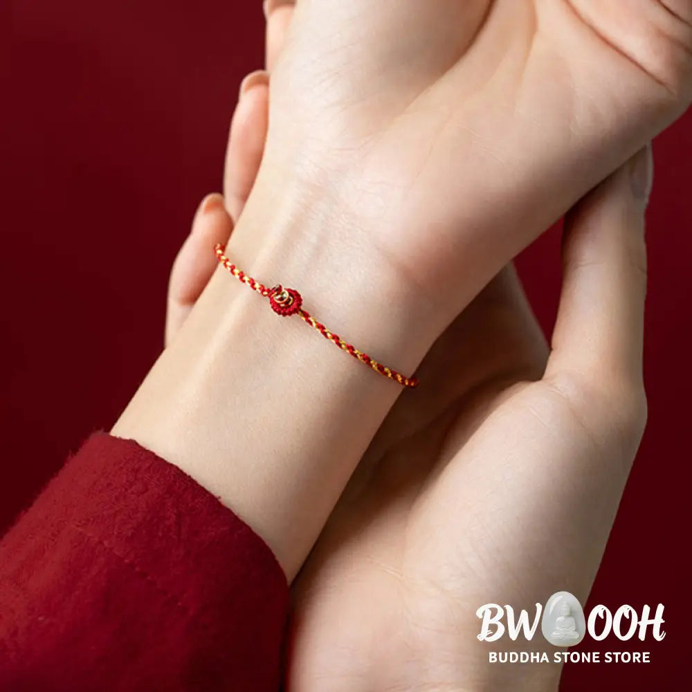 BWOOOH 14K Gold Plated Handmade Red Gold Rope King Kong Knot Braided Luck Bracelet | spiritual healing bracelet