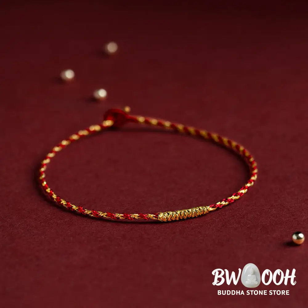 BWOOOH 14K Gold Plated Handmade Red Gold Rope King Kong Knot Braided Luck Bracelet | spiritual healing bracelet
