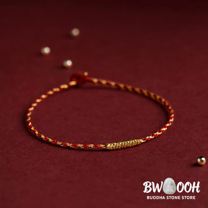 BWOOOH 14K Gold Plated Handmade Red Gold Rope King Kong Knot Braided Luck Bracelet | spiritual healing bracelet