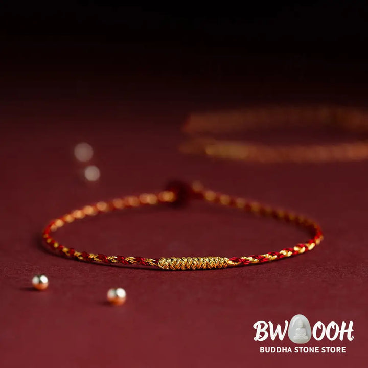 BWOOOH 14K Gold Plated Handmade Red Gold Rope King Kong Knot Braided Luck Bracelet | spiritual healing bracelet