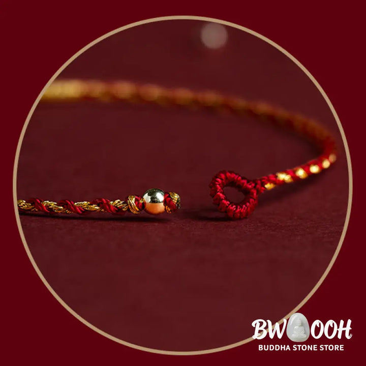 BWOOOH 14K Gold Plated Handmade Red Gold Rope King Kong Knot Braided Luck Bracelet | spiritual healing bracelet