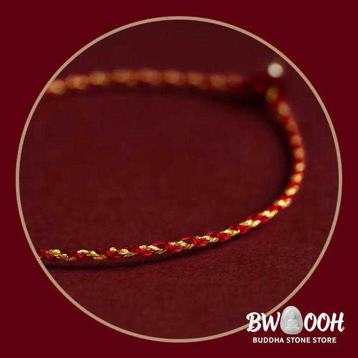 BWOOOH 14K Gold Plated Handmade Red Gold Rope King Kong Knot Braided Luck Bracelet | spiritual healing bracelet