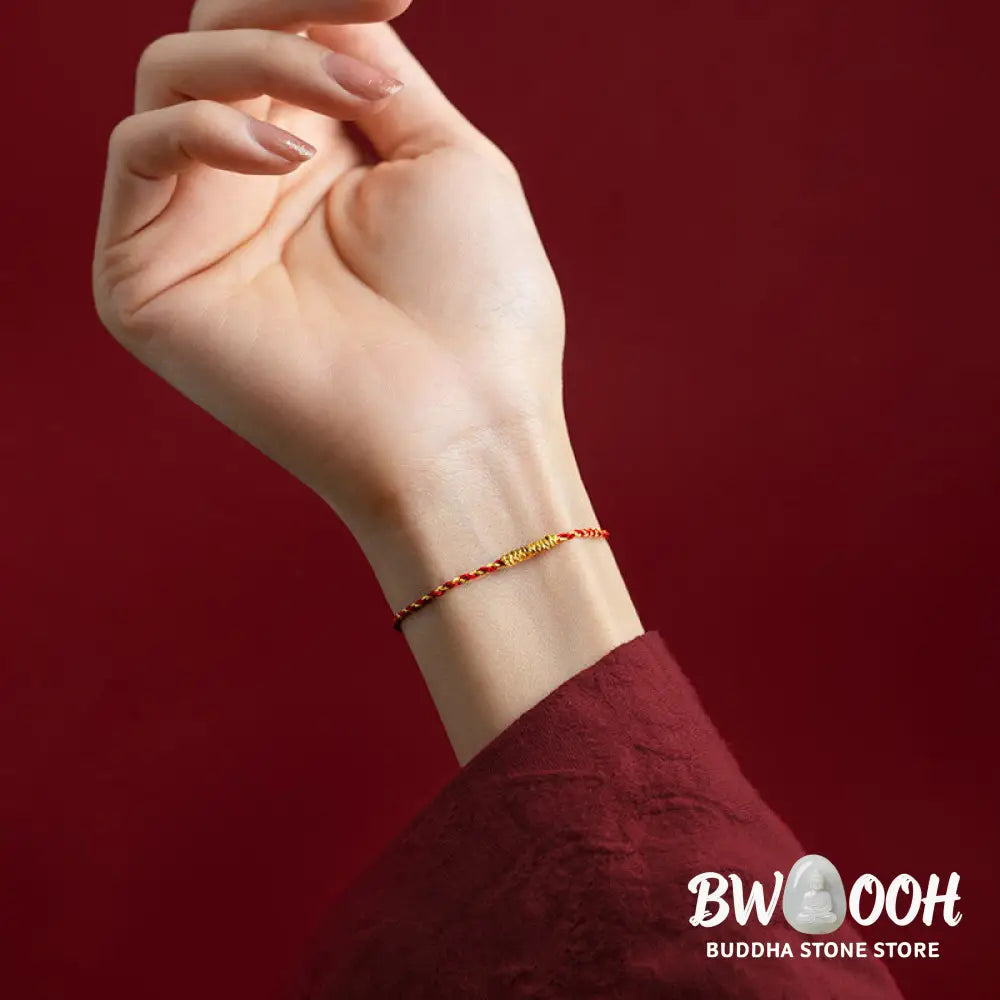 BWOOOH 14K Gold Plated Handmade Red Gold Rope King Kong Knot Braided Luck Bracelet | spiritual healing bracelet