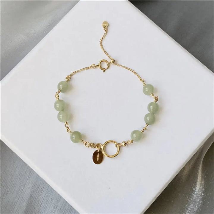 BWOOOH 14k Gold Plated Hetian Jade Beaded Prosperity Chain Bracelet - BWOOOH - Hetian Jade(Prosperity♥Abundance)