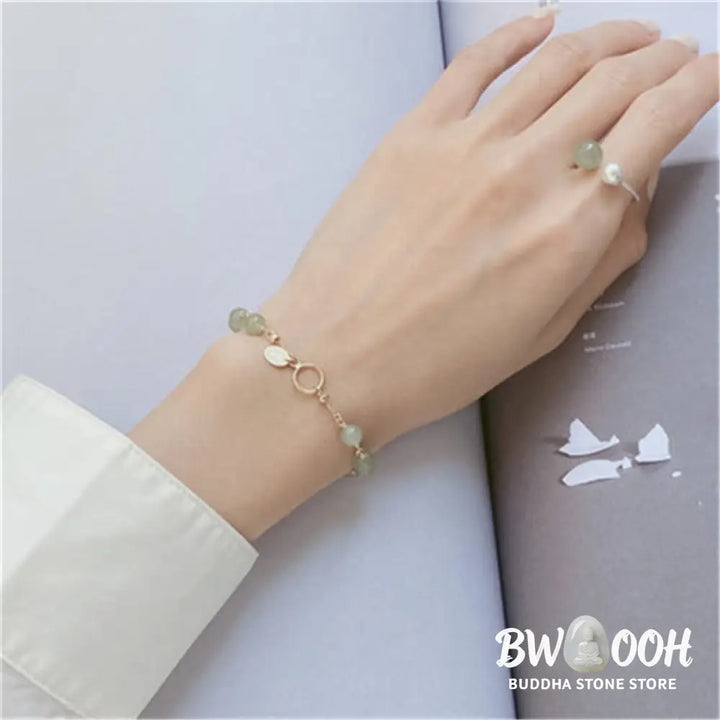 Buddha Stones 14k Gold Plated Hetian Jade Beaded Prosperity Chain Bracelet - BWOOOH - Hetian Jade(Prosperity♥Abundance)