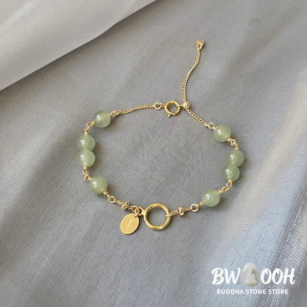 Buddha Stones 14k Gold Plated Hetian Jade Beaded Prosperity Chain Bracelet - BWOOOH - Hetian Jade(Prosperity♥Abundance)