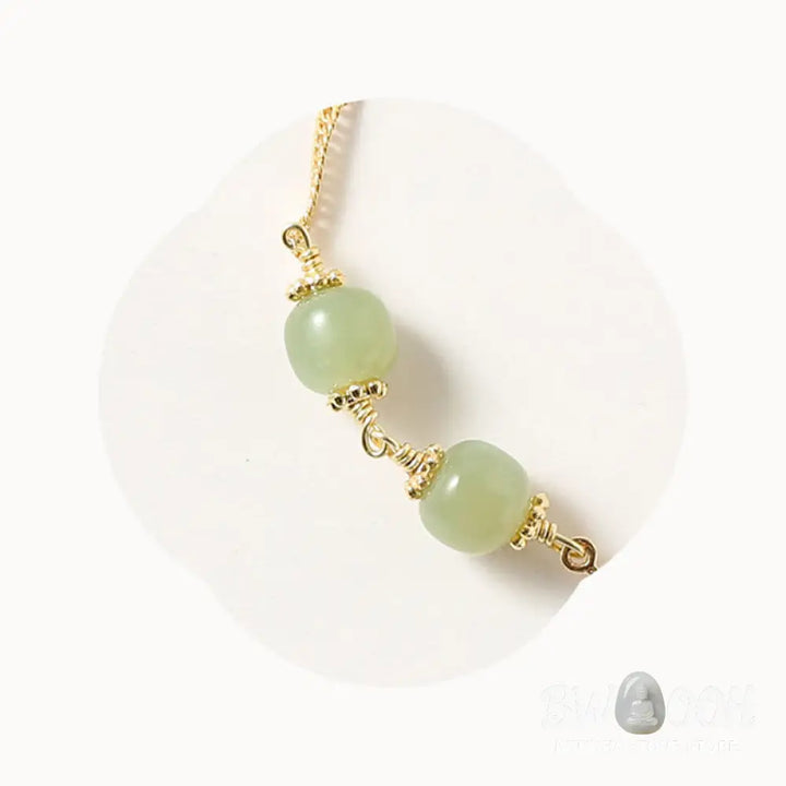 Buddha Stones 14K Gold Plated Hetian Jade Golden Rose Flower Luck Chain Bracelet - BWOOOH