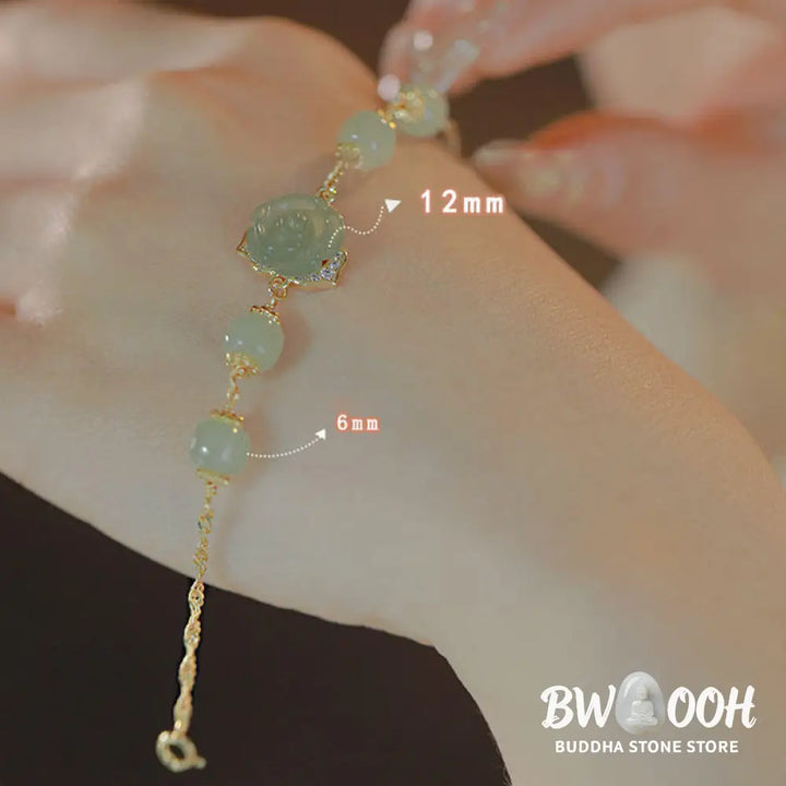 BWOOOH 14K Gold Plated Hetian Jade Rose Flower Luck Chain Bracelet | spiritual healing bracelet