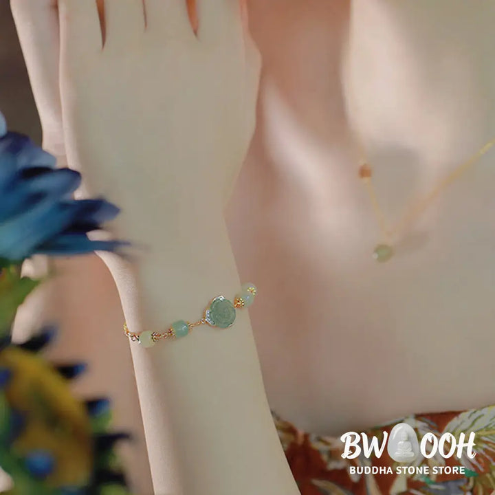 BWOOOH 14K Gold Plated Hetian Jade Rose Flower Luck Chain Bracelet | spiritual healing bracelet