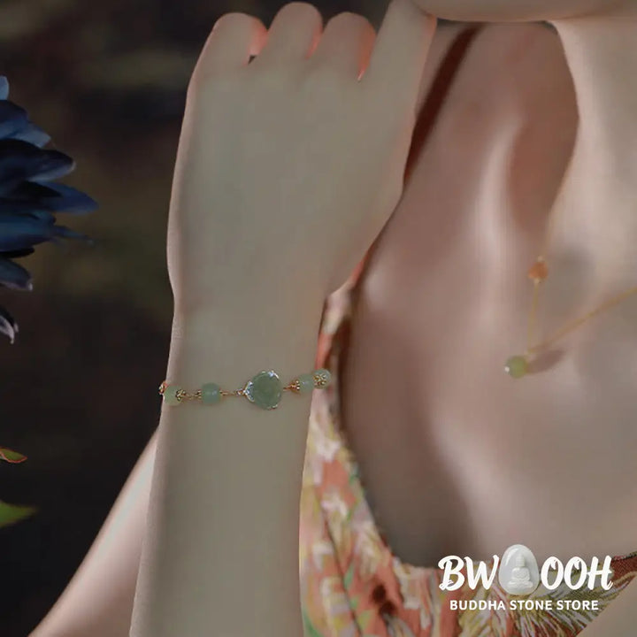 BWOOOH 14K Gold Plated Hetian Jade Rose Flower Luck Chain Bracelet | spiritual healing bracelet