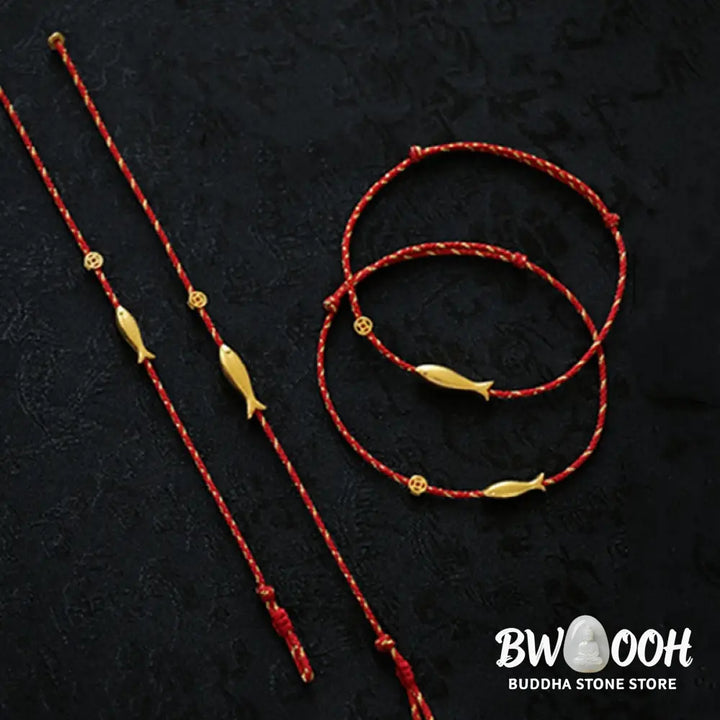 Buddha Stones 14K Gold Plated Koi Fish Luck Wealth Braided Bracelet - BWOOOH - Bracelet