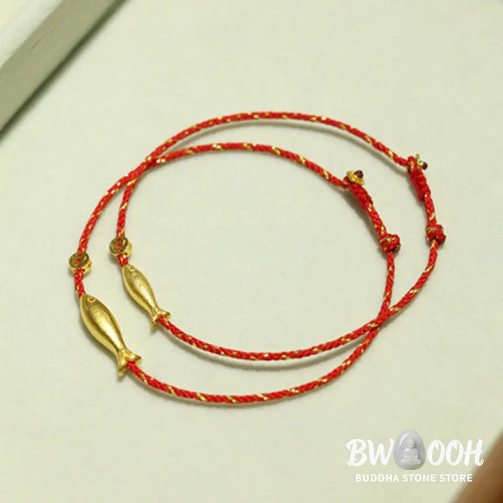 Buddha Stones 14K Gold Plated Koi Fish Luck Wealth Braided Bracelet - BWOOOH - Bracelet