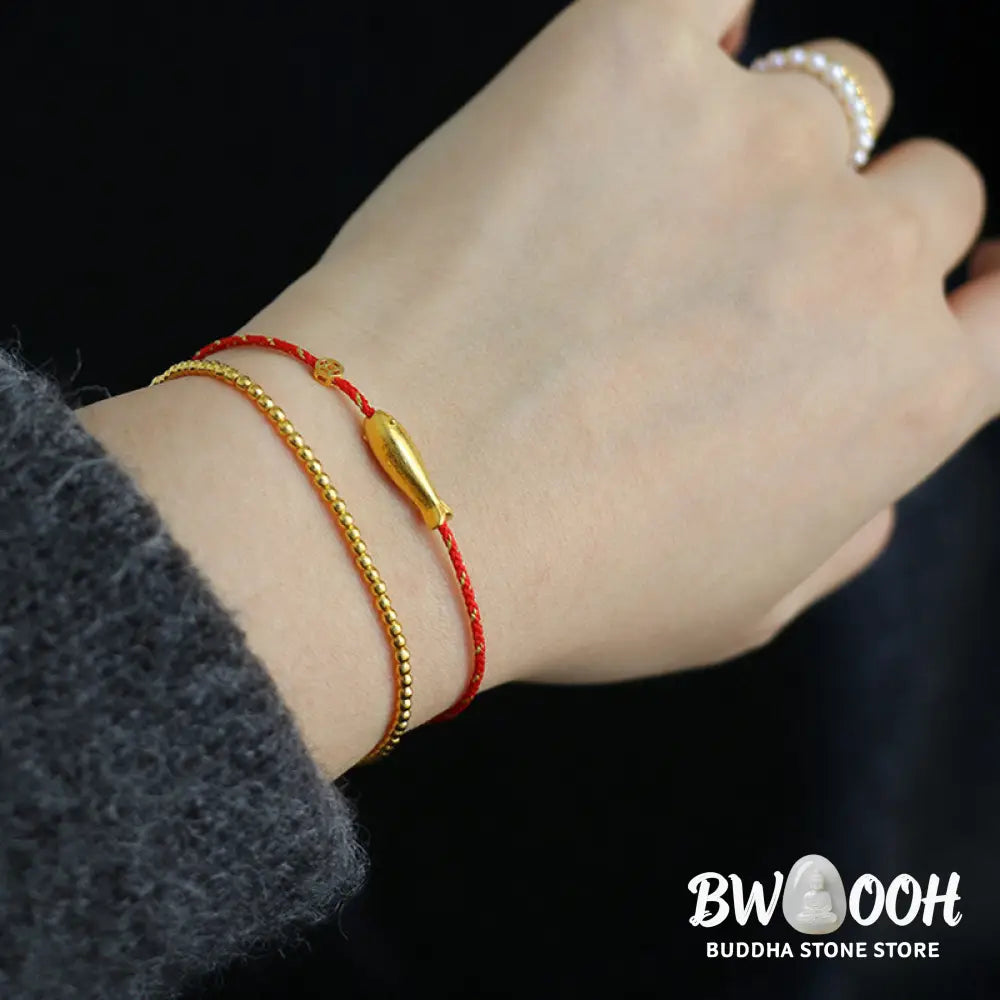 Buddha Stones 14K Gold Plated Koi Fish Luck Wealth Braided Bracelet - BWOOOH - Bracelet