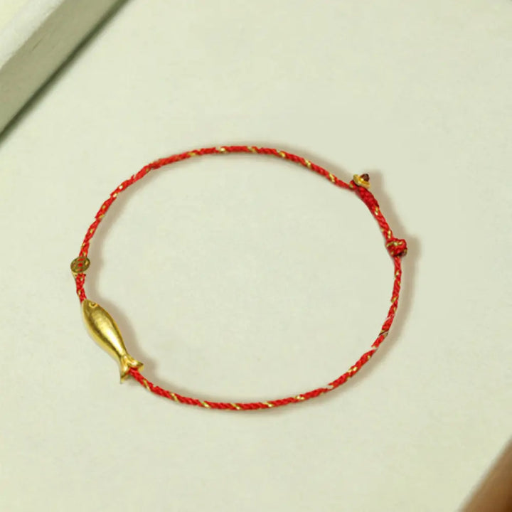 Buddha Stones 14K Gold Plated Koi Fish Luck Wealth Braided Bracelet - BWOOOH - Large Koi Fish 15*4.3mm(Gold