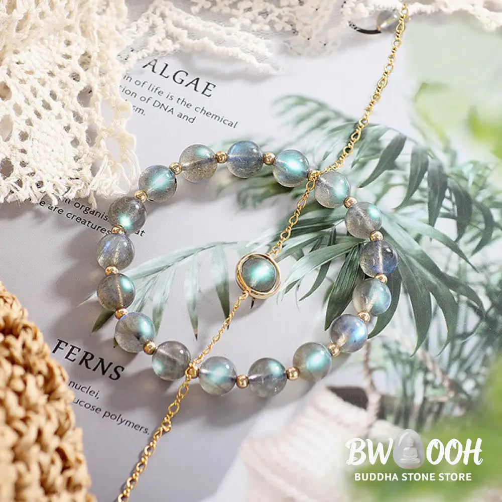Buddha Stones 14k Gold Plated Natural Moonstone Healing Love Bracelet - BWOOOH - Bracelet
