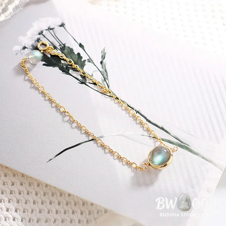 Buddha Stones 14k Gold Plated Natural Moonstone Healing Love Bracelet - BWOOOH - Bracelet