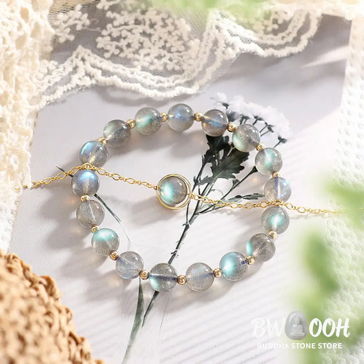 Buddha Stones 14k Gold Plated Natural Moonstone Healing Love Bracelet - BWOOOH - Bracelet