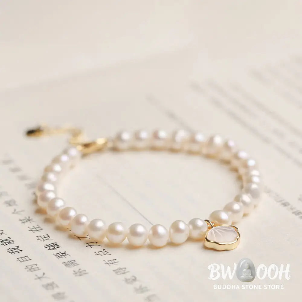 BWOOOH 14K Gold Plated Natural Pearl Crystal Shell Charm Bead Bracelet | spiritual healing bracelet