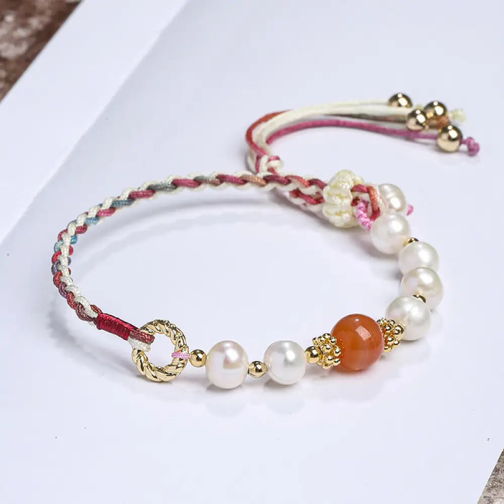 BWOOOH 14K Gold Plated Natural Pearl Crystal Shell Charm Bead Bracelet | spiritual healing bracelet
