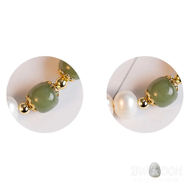 BWOOOH 14K Gold Plated Natural Pearl Hetian Cyan Jade White Jade Sincerity Bead Chain B | spiritual healing bracelet