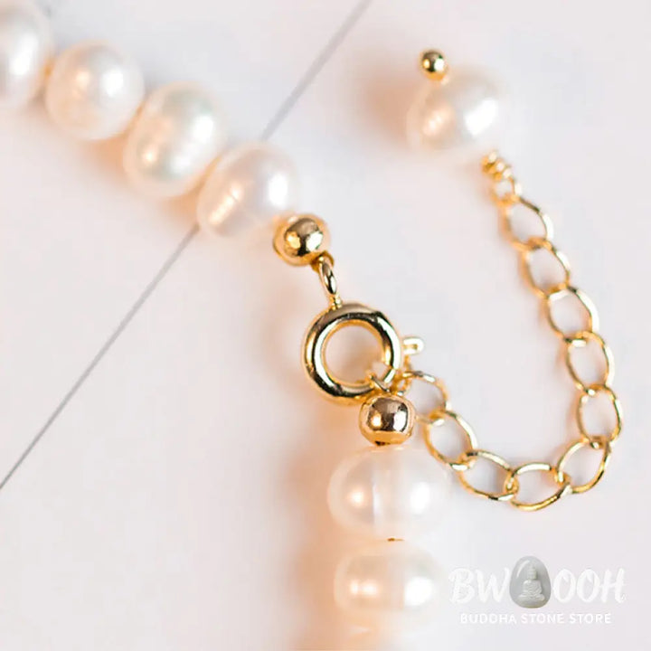 BWOOOH 14K Gold Plated Natural Pearl Hetian Cyan Jade White Jade Sincerity Bead Chain B | spiritual healing bracelet