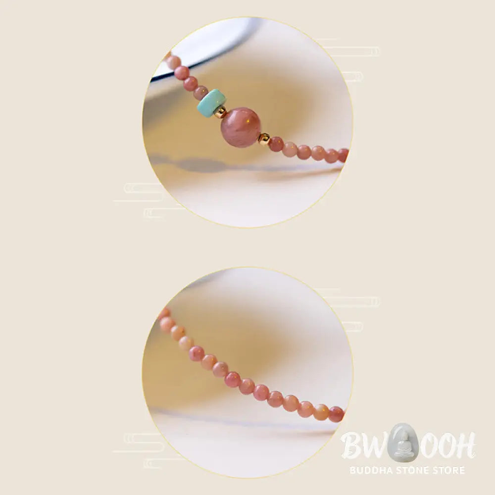 Buddha Stones 14K Gold Plated Natural Rhodonite Loving Energy Chain Bracelet - Rhodonite(Loving