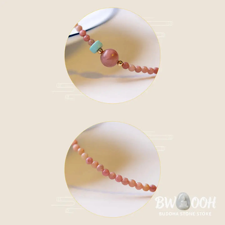Buddha Stones 14K Gold Plated Natural Rhodonite Loving Energy Chain Bracelet - Rhodonite(Loving